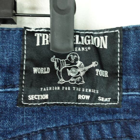 True Religion Jeans Womens SZ 33 Rocco Relaxed Skinny Fit Cuffed Hem Distressed - Picture 10 of 15